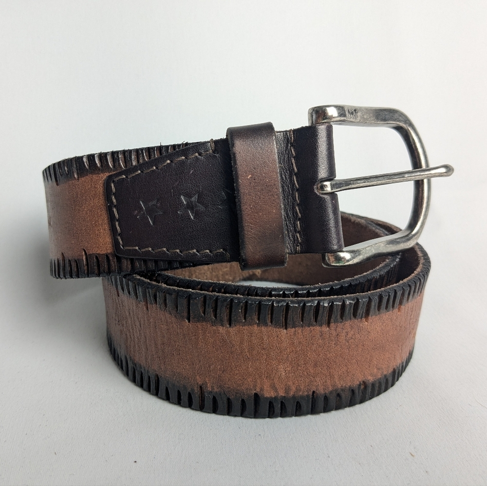 John Varvatos Brown and Black Leather Belt